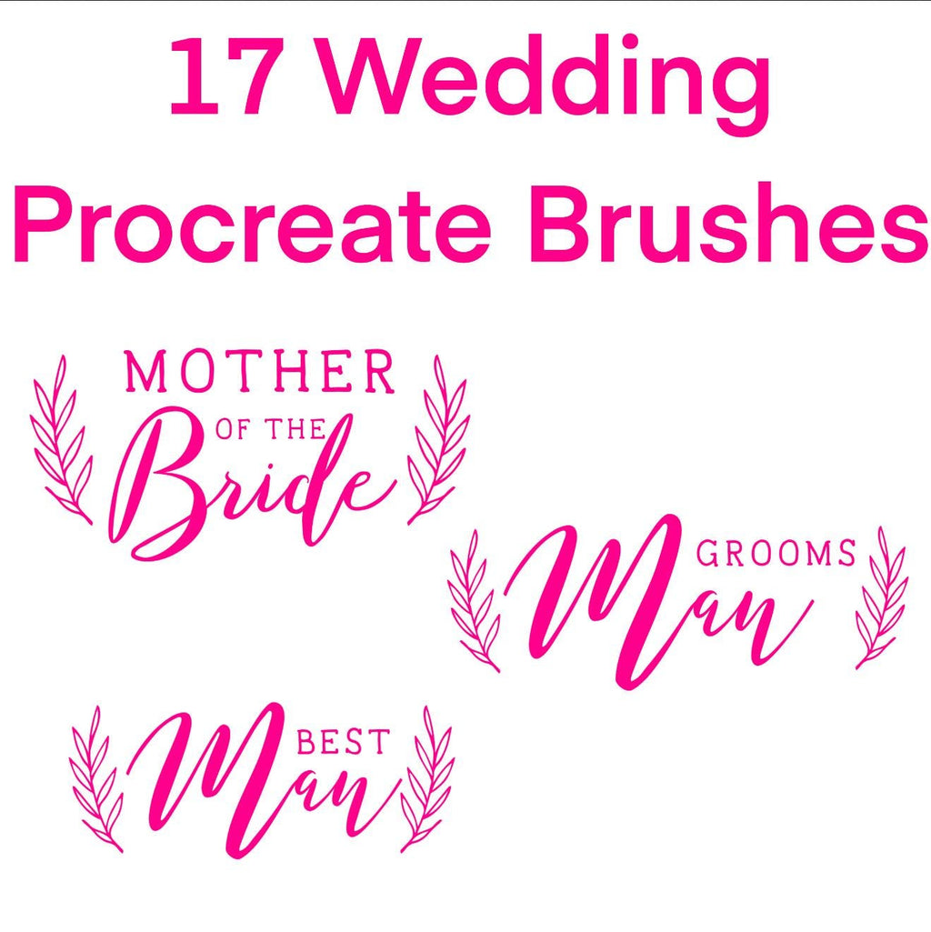 Bundle of 17 Wedding Procreate Stamps, Procreate Brushes