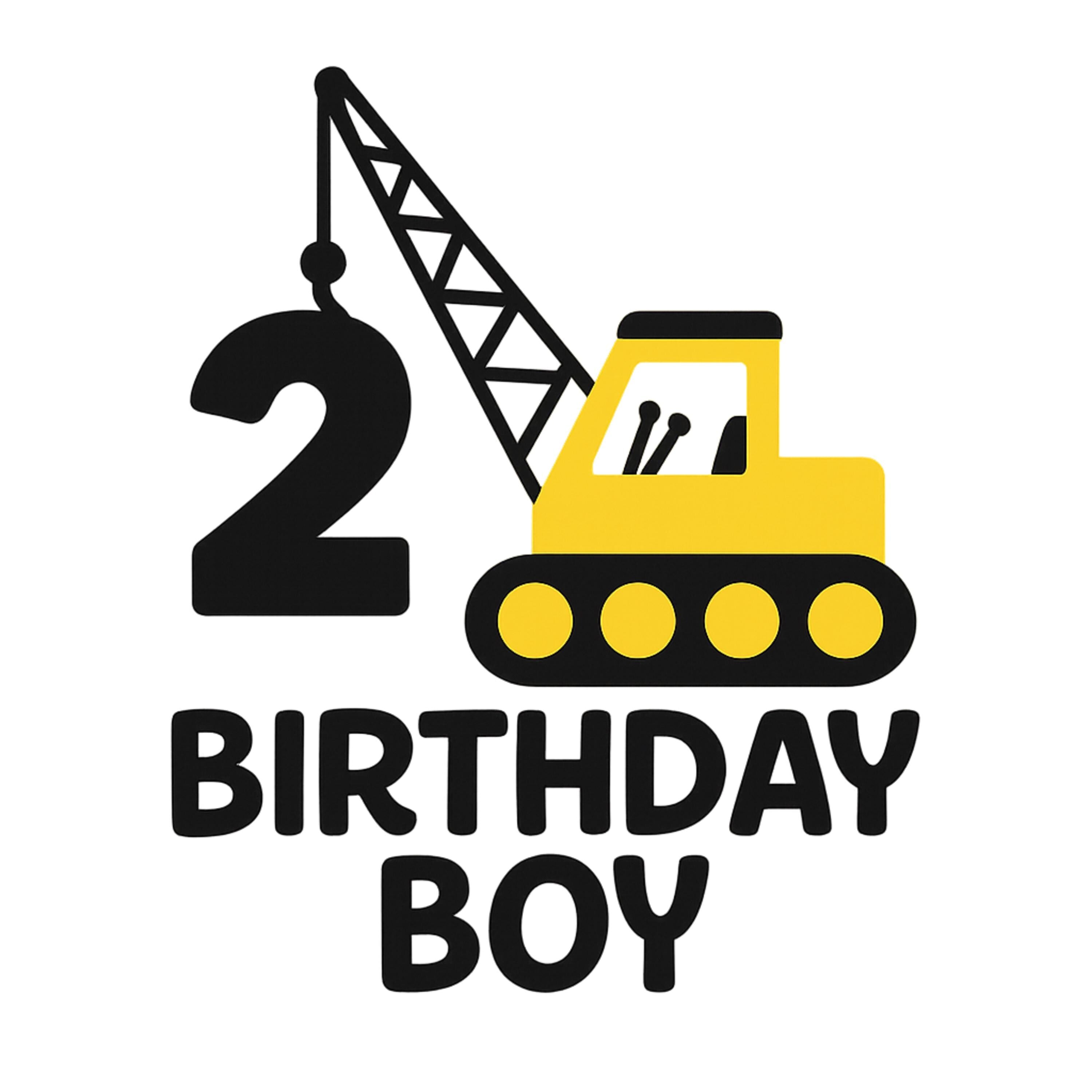 Construction Birthday Boy Shirt Design | 2nd Birthday Printable Graphic | Editable Digital Download
