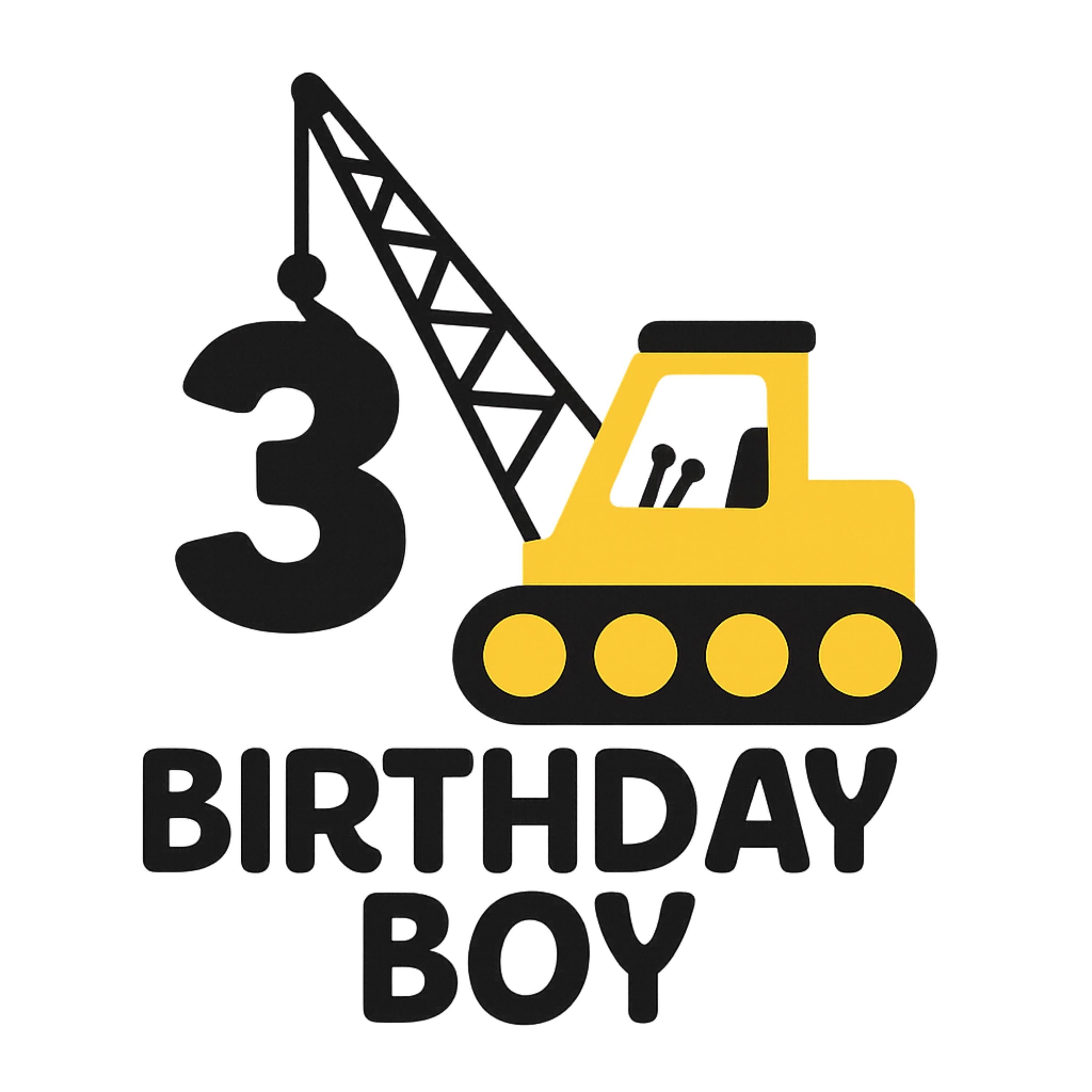 Construction Birthday Boy Shirt Design | 3nd Birthday Printable Graphic | Editable Digital Download