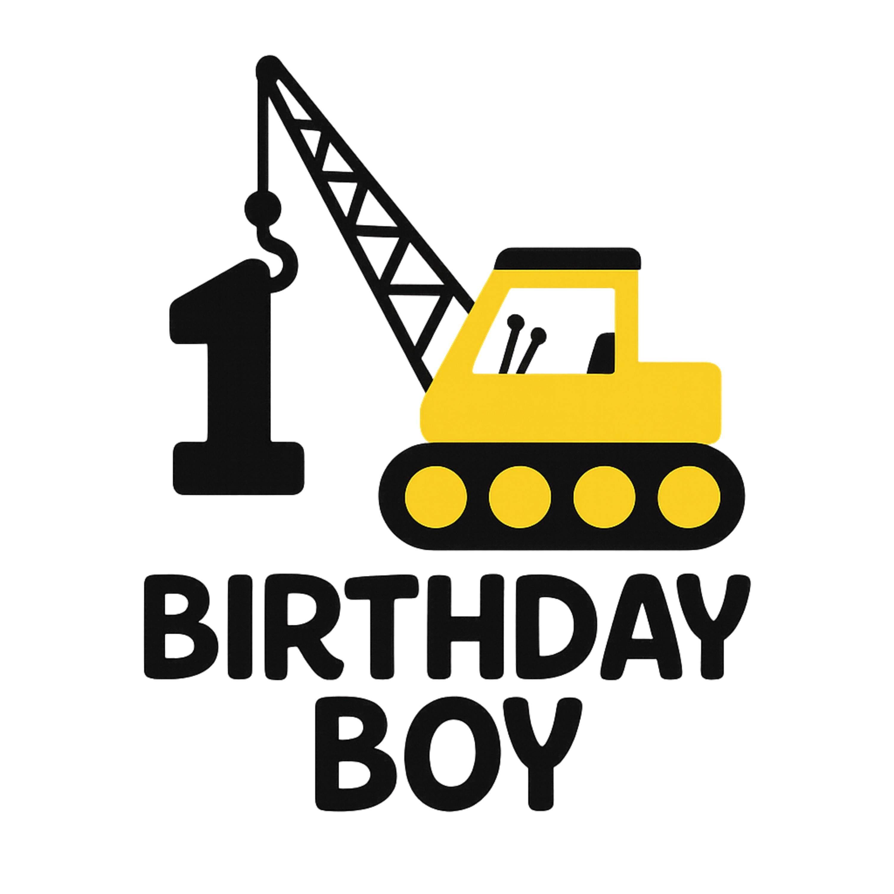 Construction Birthday Boy Shirt Design | 1st Birthday Printable Graphic | Editable Digital Download