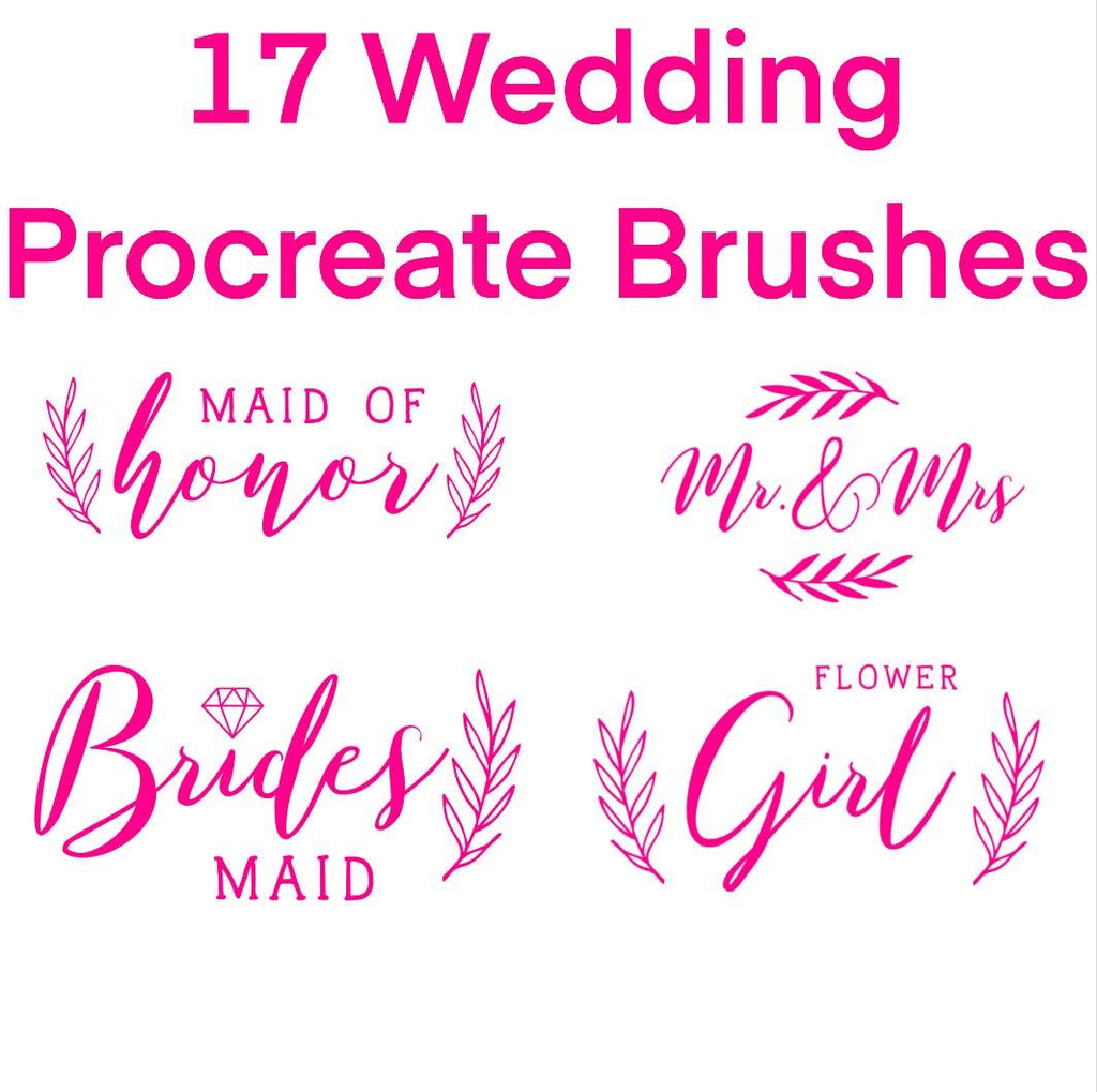 Bundle of 17 Wedding Procreate Stamps, Procreate Brushes