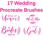 Bundle of 17 Wedding Procreate Stamps, Procreate Brushes