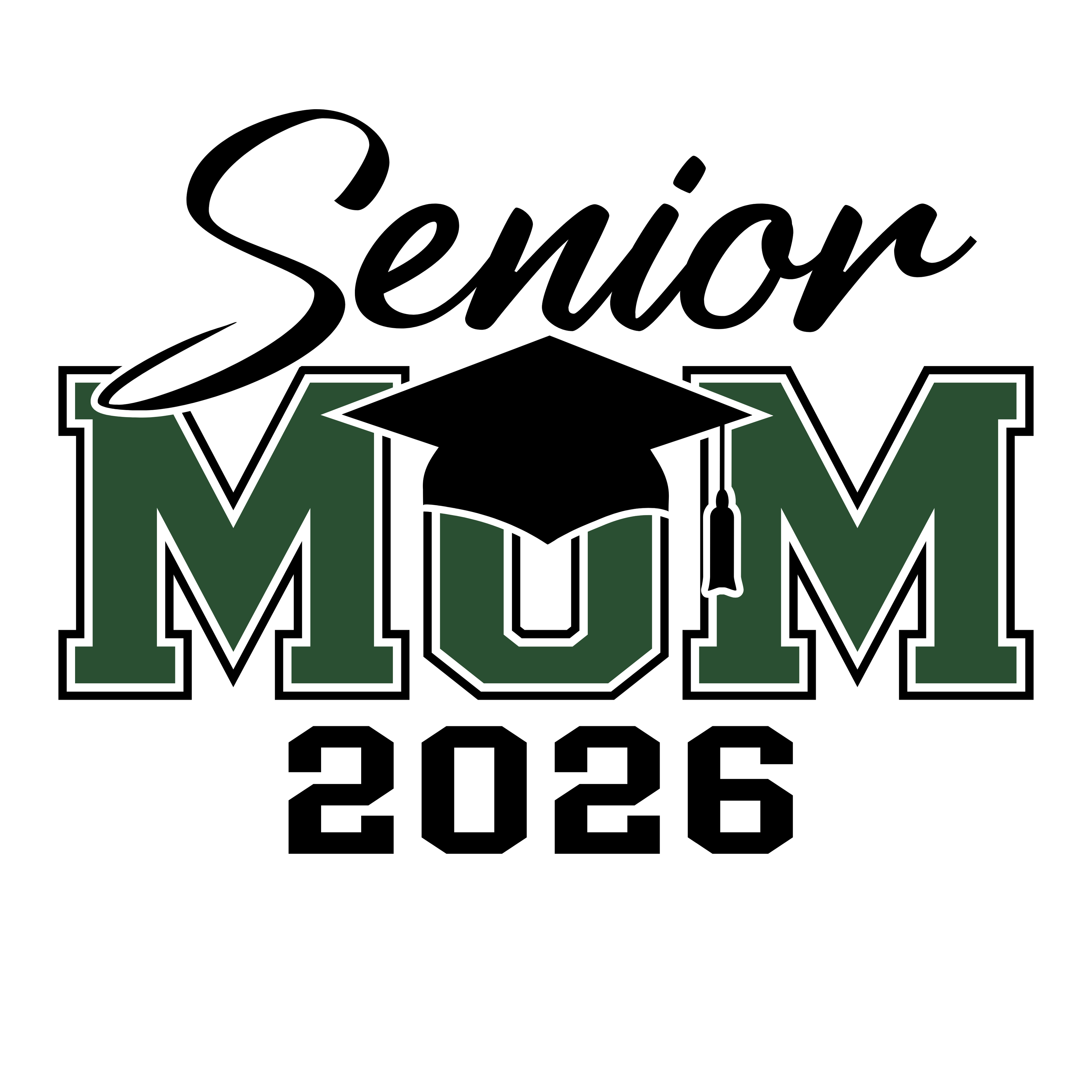 🎓 Senior 2026 Mom/Dad Bundle of 40 (Forest Green/Black)– SVG | PNG | JPG