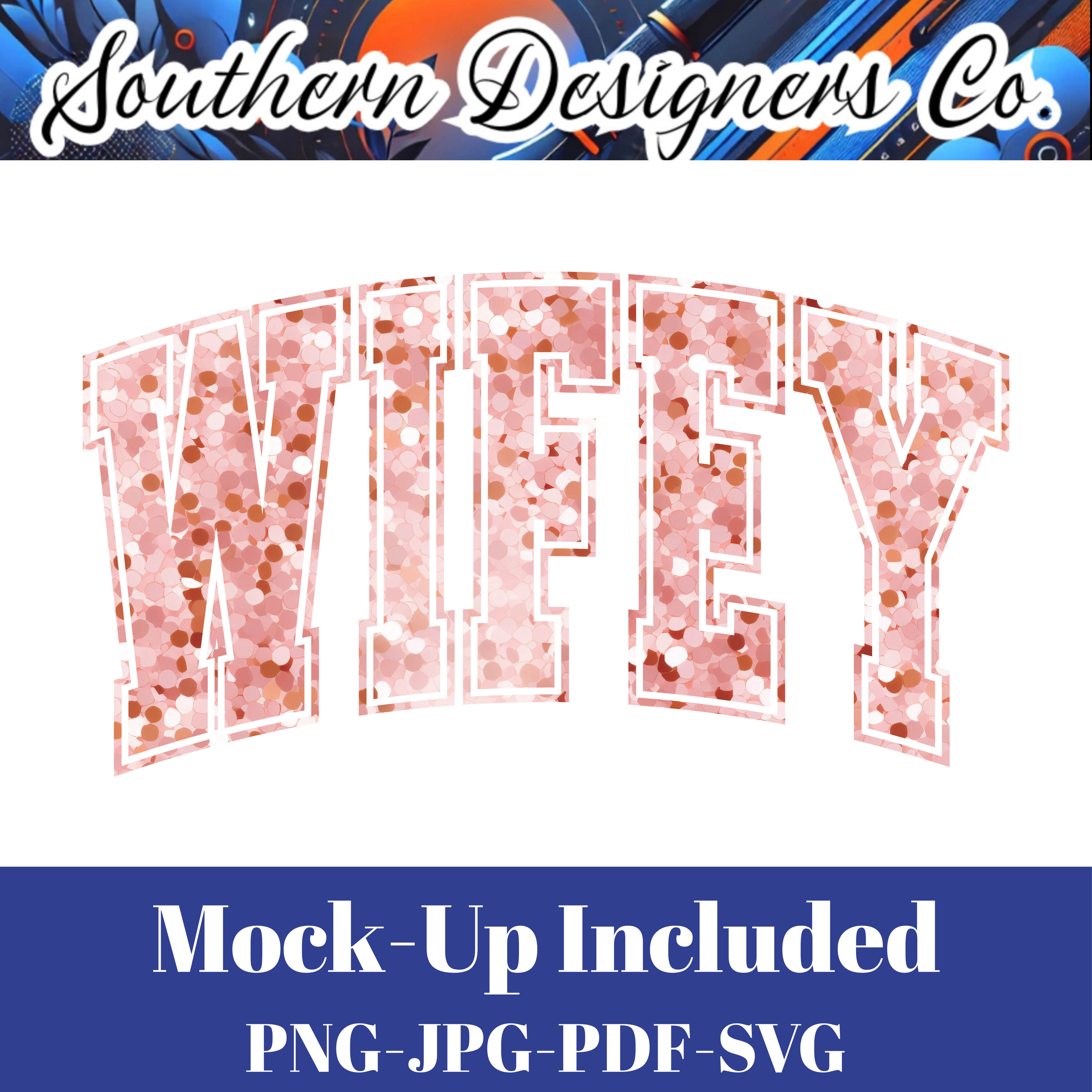 Wifey Rose Gold Glitter SVG PNG JPG – Digital Download Graphic for Shirts, Mugs & Crafts