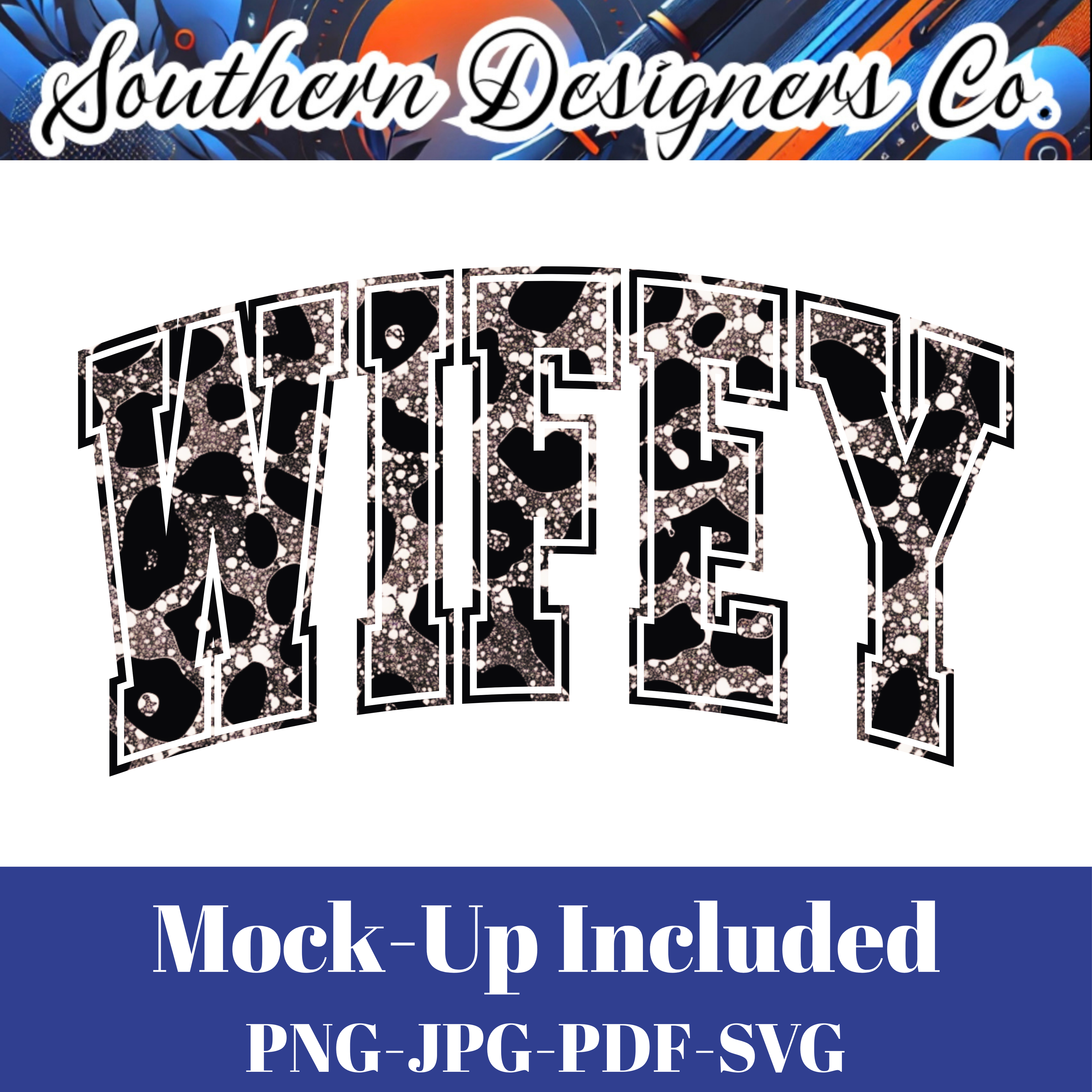 Wifey Silver Leopard Glitter SVG PNG JPG – Digital Download Graphic for Shirts, Mugs & Crafts