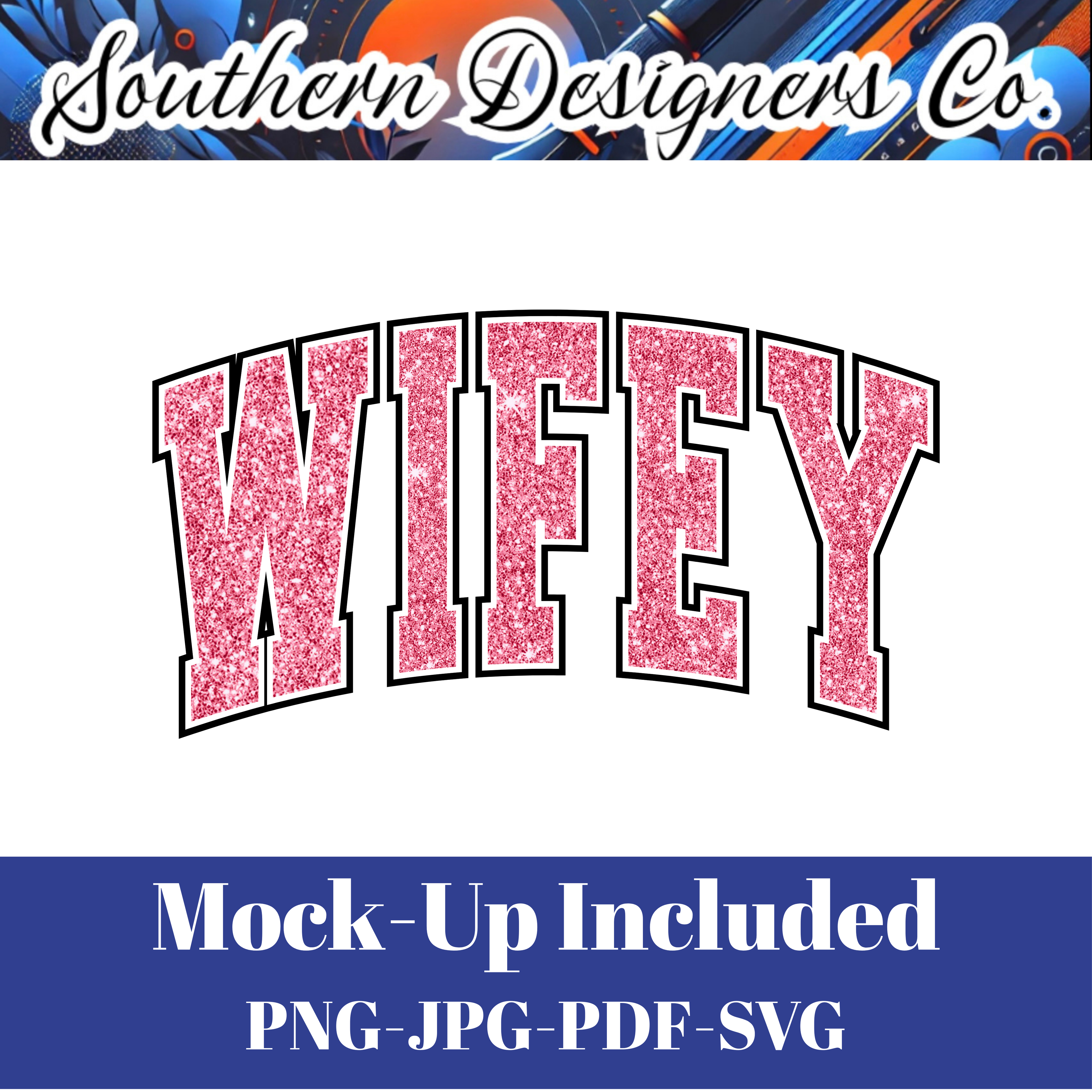 Wifey Dark Pink Glitter SVG PNG JPG – Digital Download Graphic for Shirts, Mugs & Crafts
