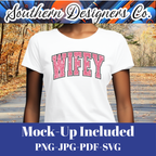 Wifey Dark Pink Glitter SVG PNG JPG – Digital Download Graphic for Shirts, Mugs & Crafts