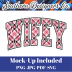 Wifey Dark Pink Plaid SVG PNG JPG – Digital Download Graphic for Shirts, Mugs & Crafts