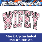 Wifey Light Pink Plaid SVG PNG JPG – Digital Download Graphic for Shirts, Mugs & Crafts