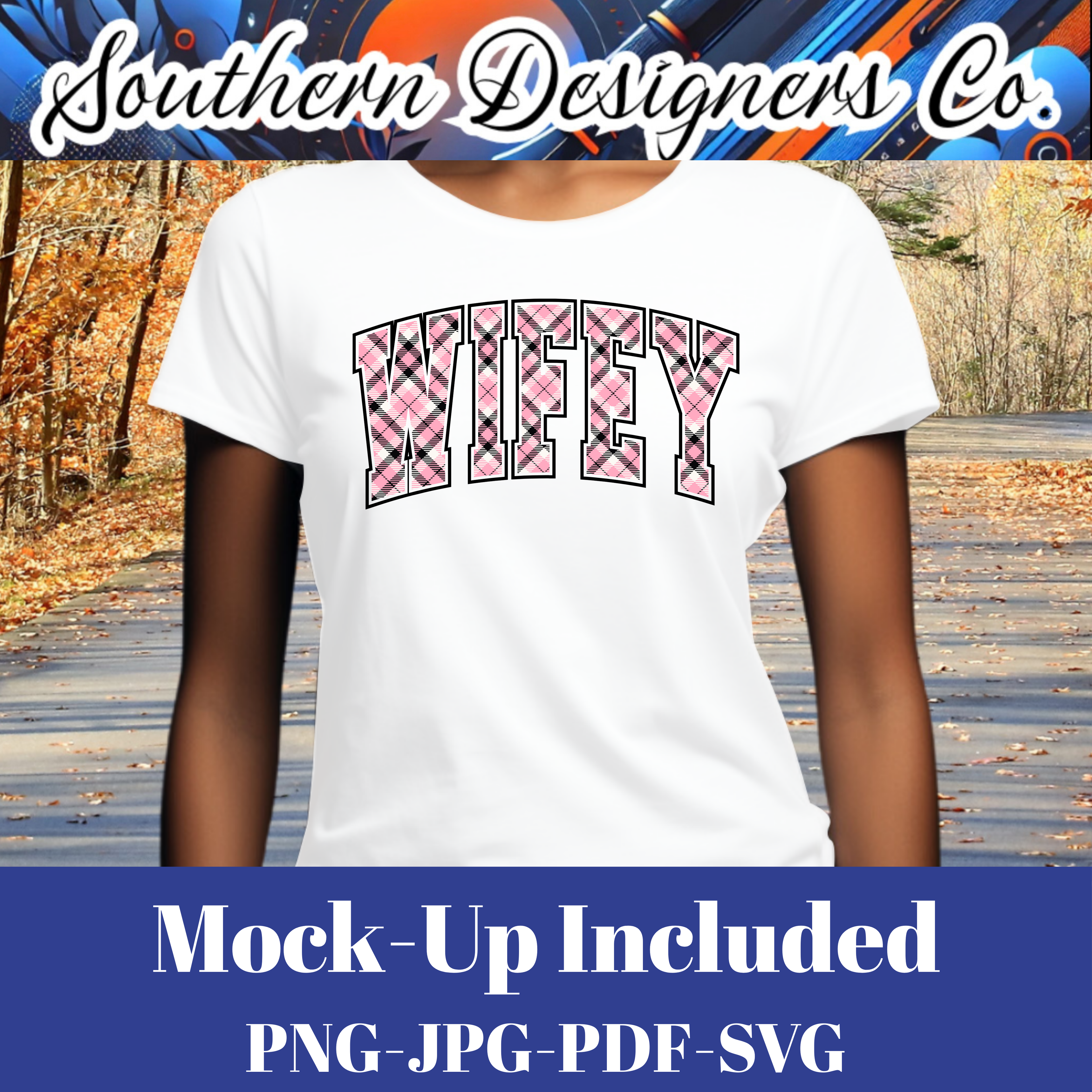 Wifey Light Pink Plaid SVG PNG JPG – Digital Download Graphic for Shirts, Mugs & Crafts