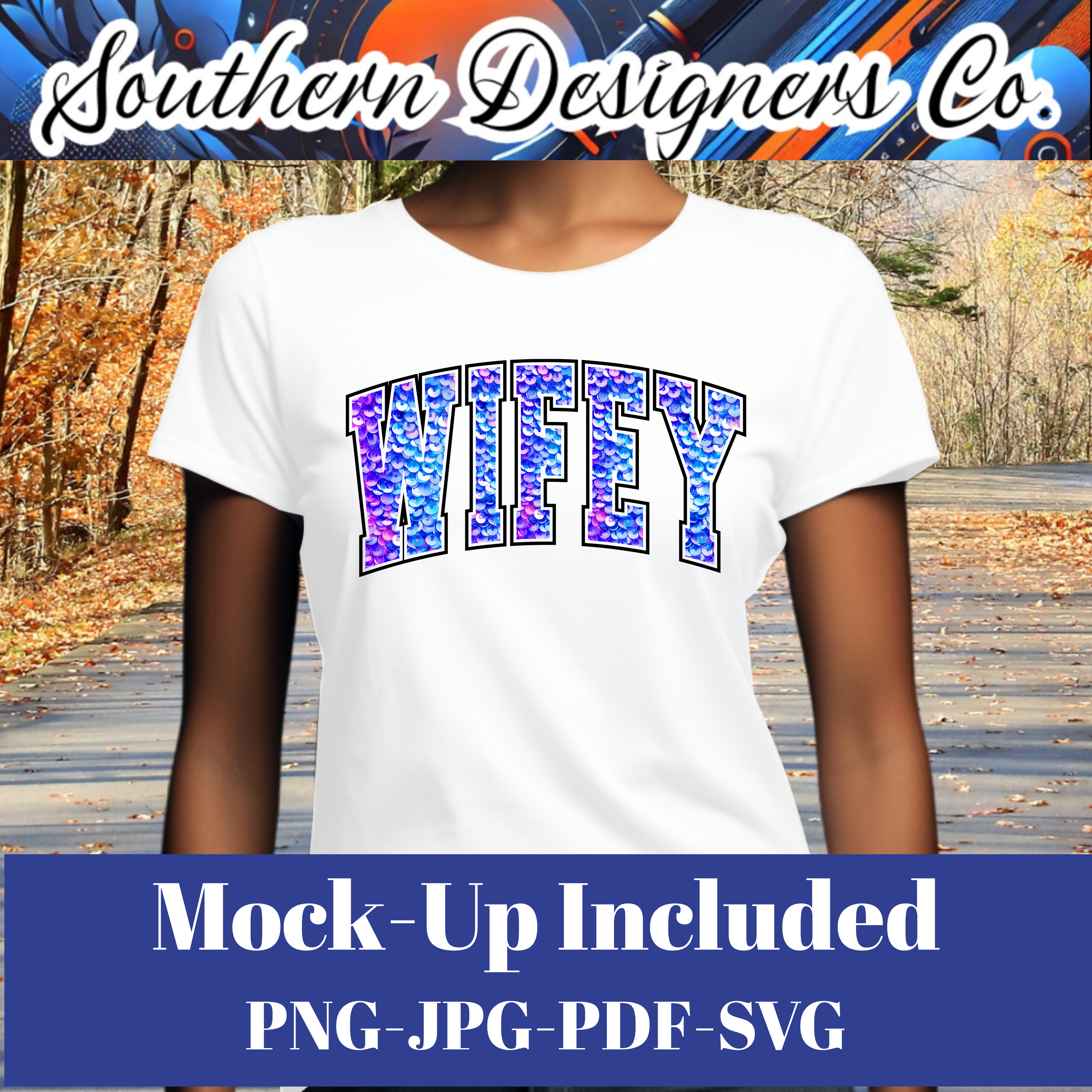 Wifey Pink/Blue ombre Glitter SVG PNG JPG – Digital Download Graphic for Shirts, Mugs & Crafts
