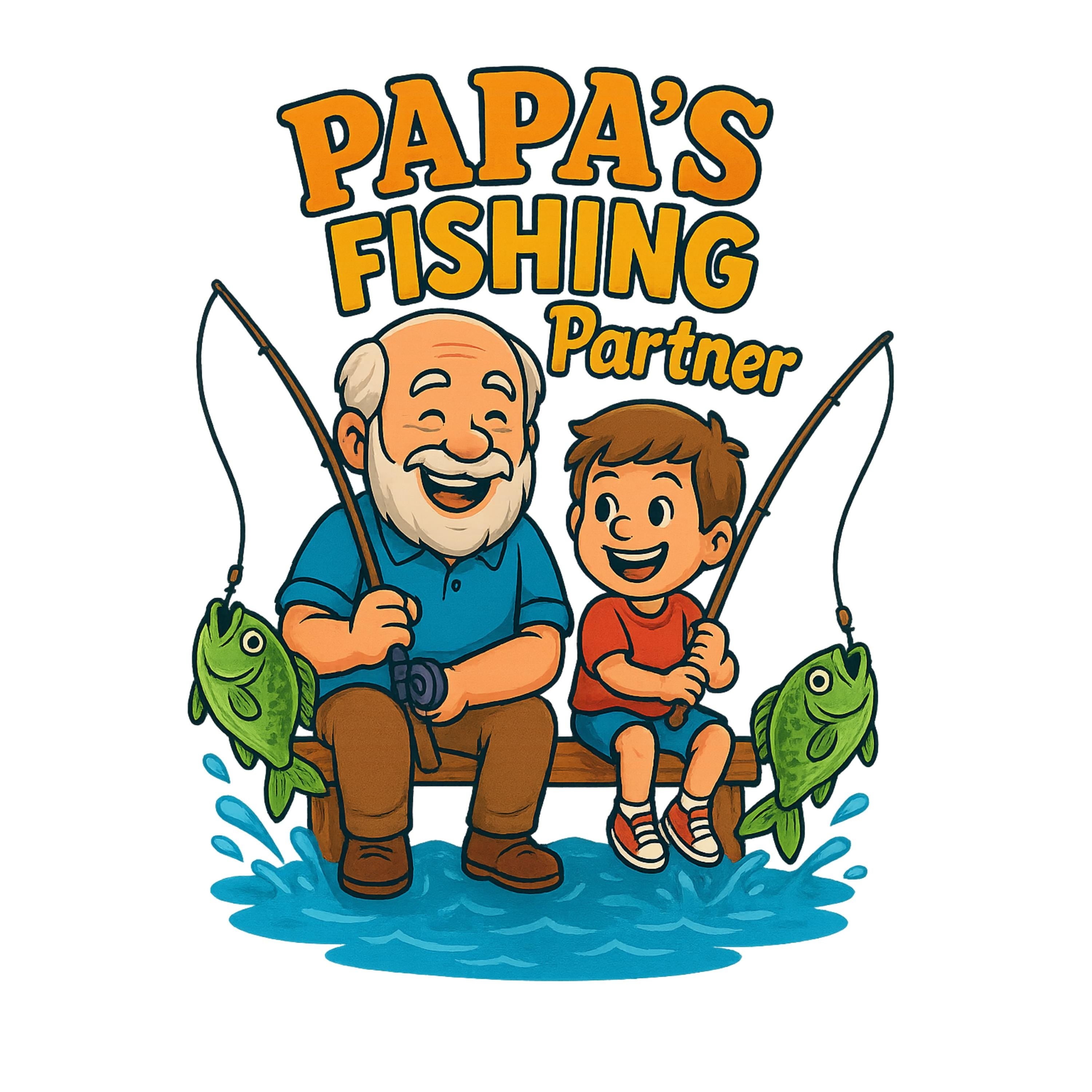 Papa’s Fishing Partner PNG | Grandpa and Grandkid Clipart | Cute Fishing Sublimation Design for Father’s Day Gifts and T-Shirts