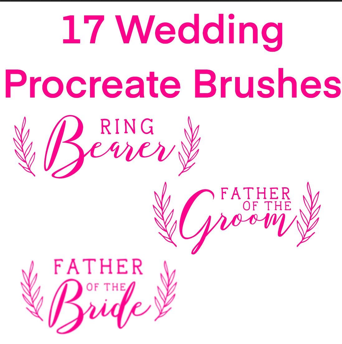 Bundle of 17 Wedding Procreate Stamps, Procreate Brushes