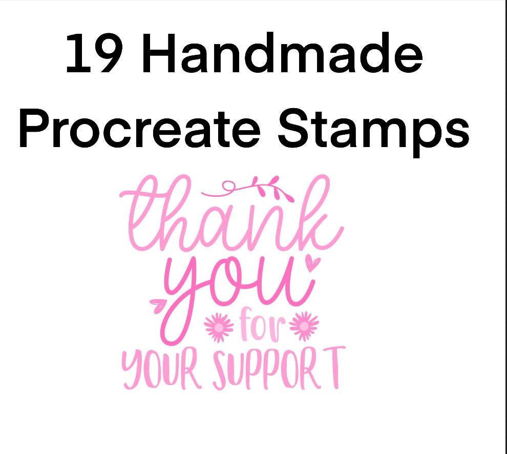 Bundle of 19 Handmade Procreate Stamps, Procreate Brushes