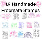 Bundle of 19 Handmade Procreate Stamps, Procreate Brushes