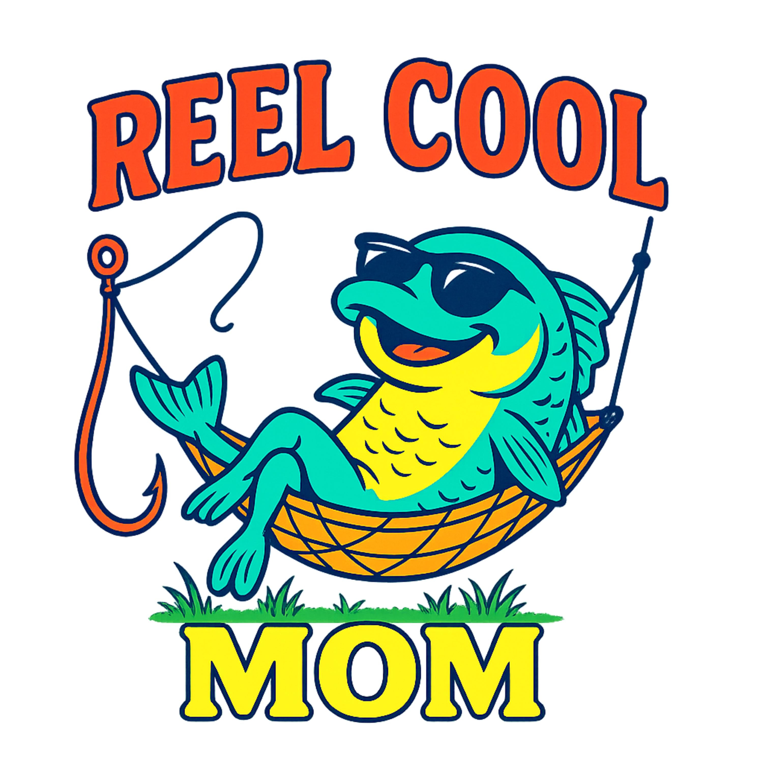 Reel Cool Mom PNG | Funny Fishing Mom Sublimation Design | Summer Shirt Graphic for Mother’s Day | High-Res Transparent Digital Download