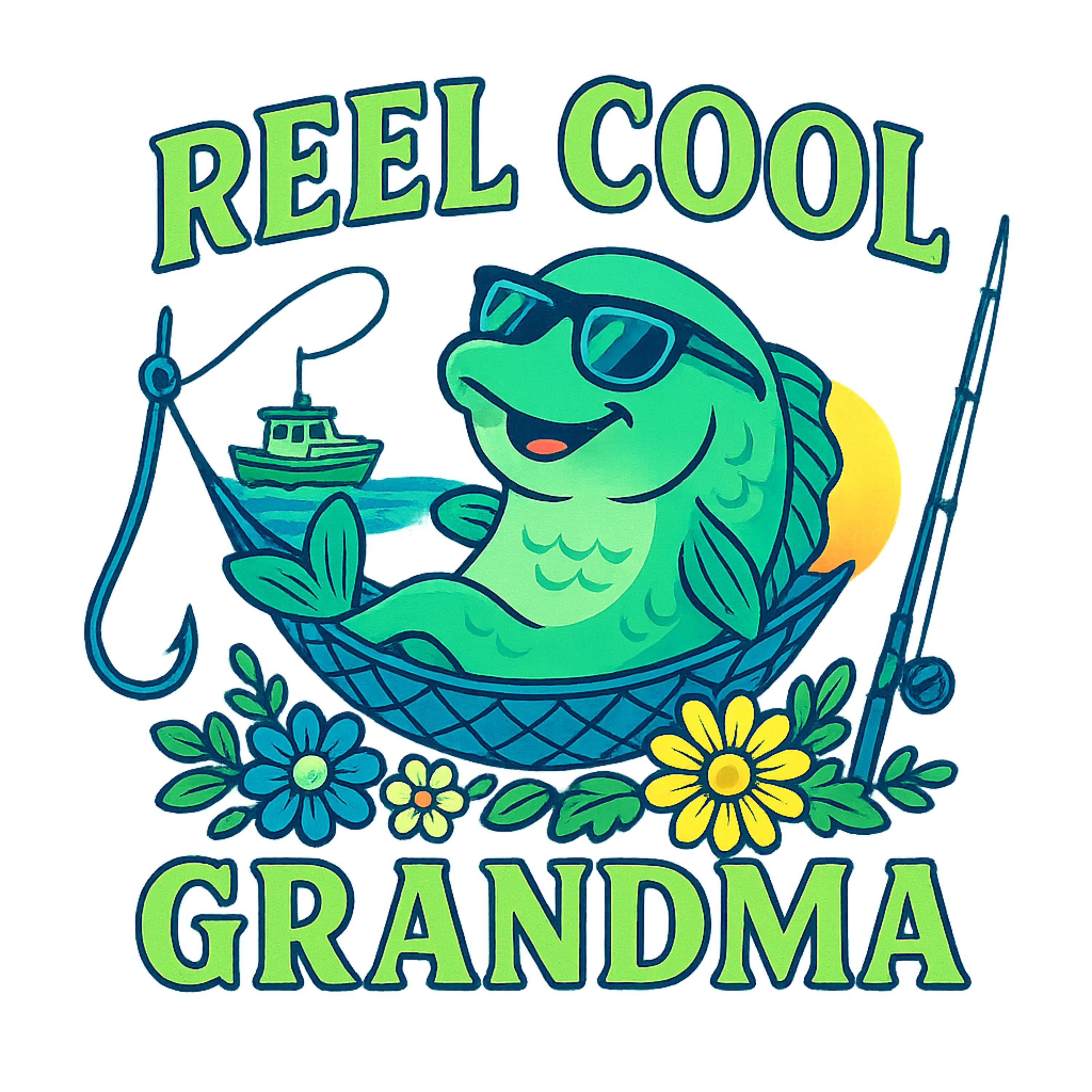 Reel Cool Grandma PNG | Funny Fishing Grandma Sublimation Design | Summer Shirt Graphic for Her | High-Res Digital Download